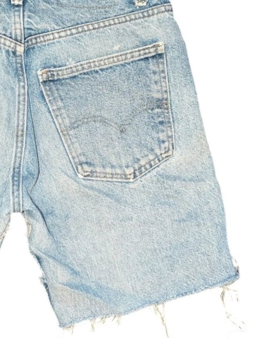 Levi Strauss & Co Vintage Cutoff Medium Wash Long Denim Jean Shorts Frayed Edge - Picture 7 of 9